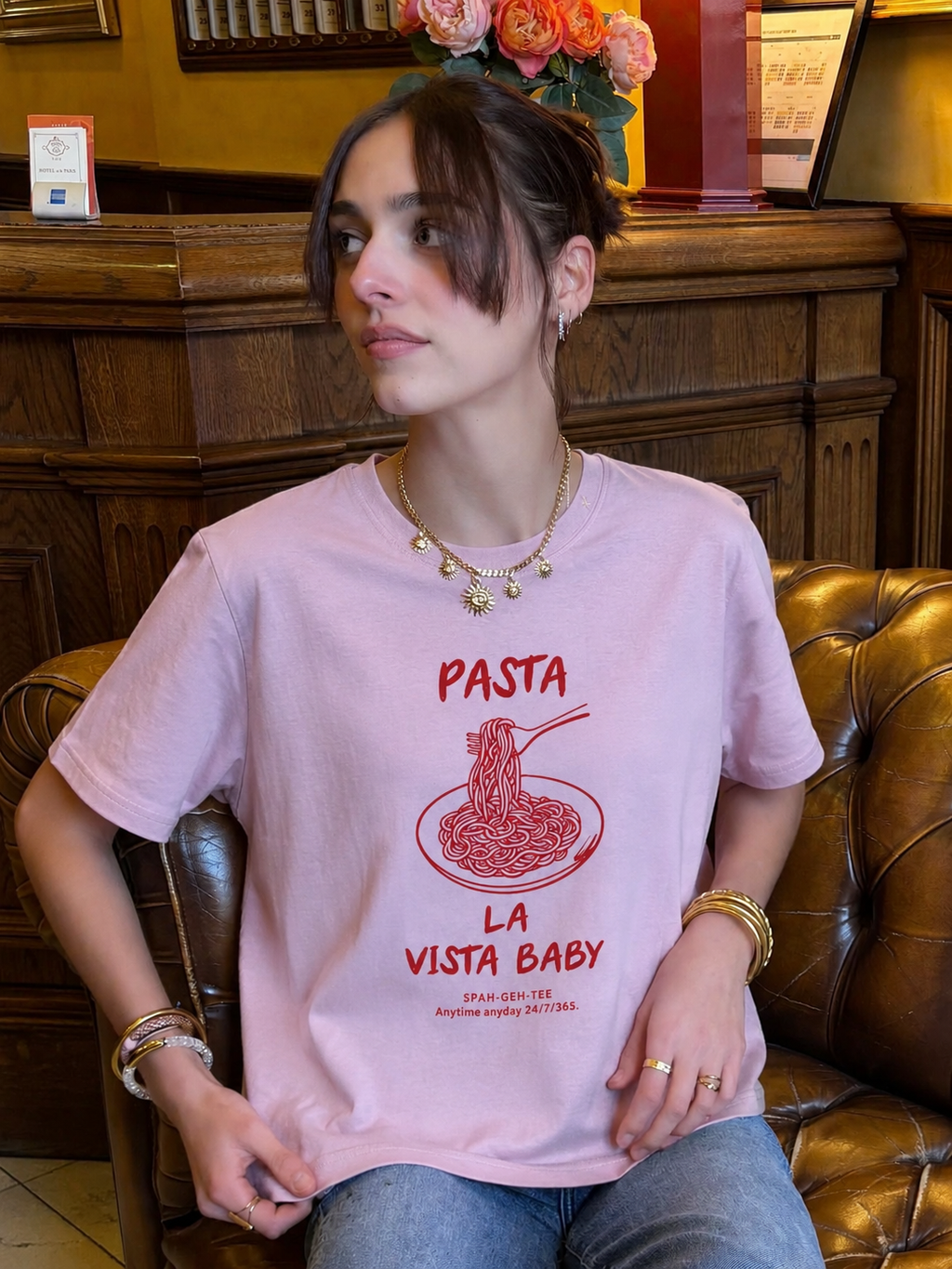 pink pasta tee